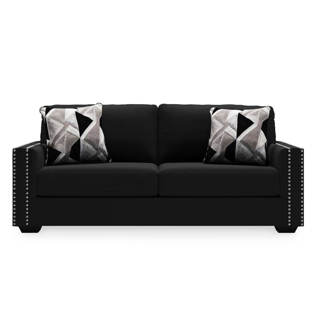 Sofa condo en tissu noir avec coussins - Gleston