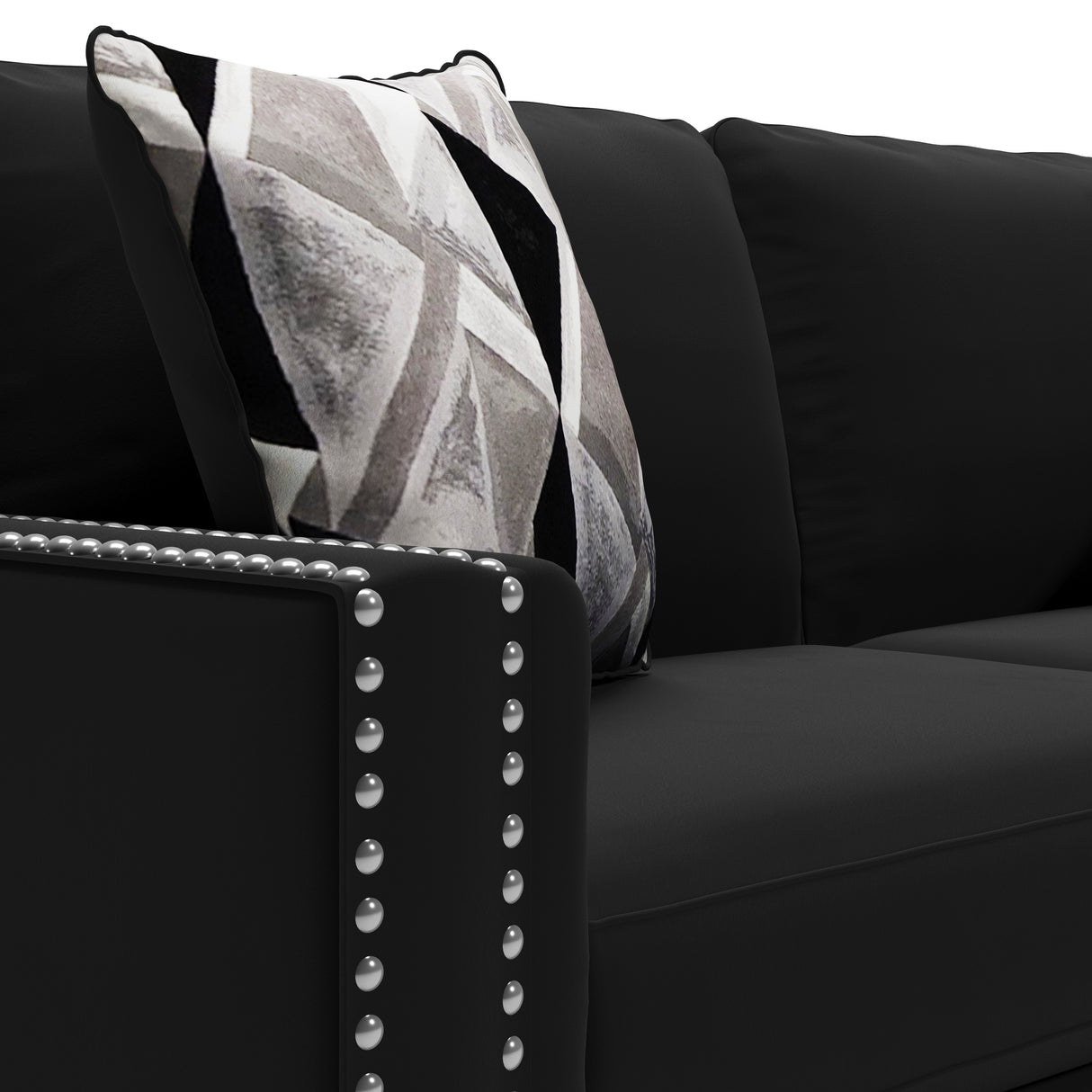 Sofa condo en tissu noir avec coussins - Gleston
