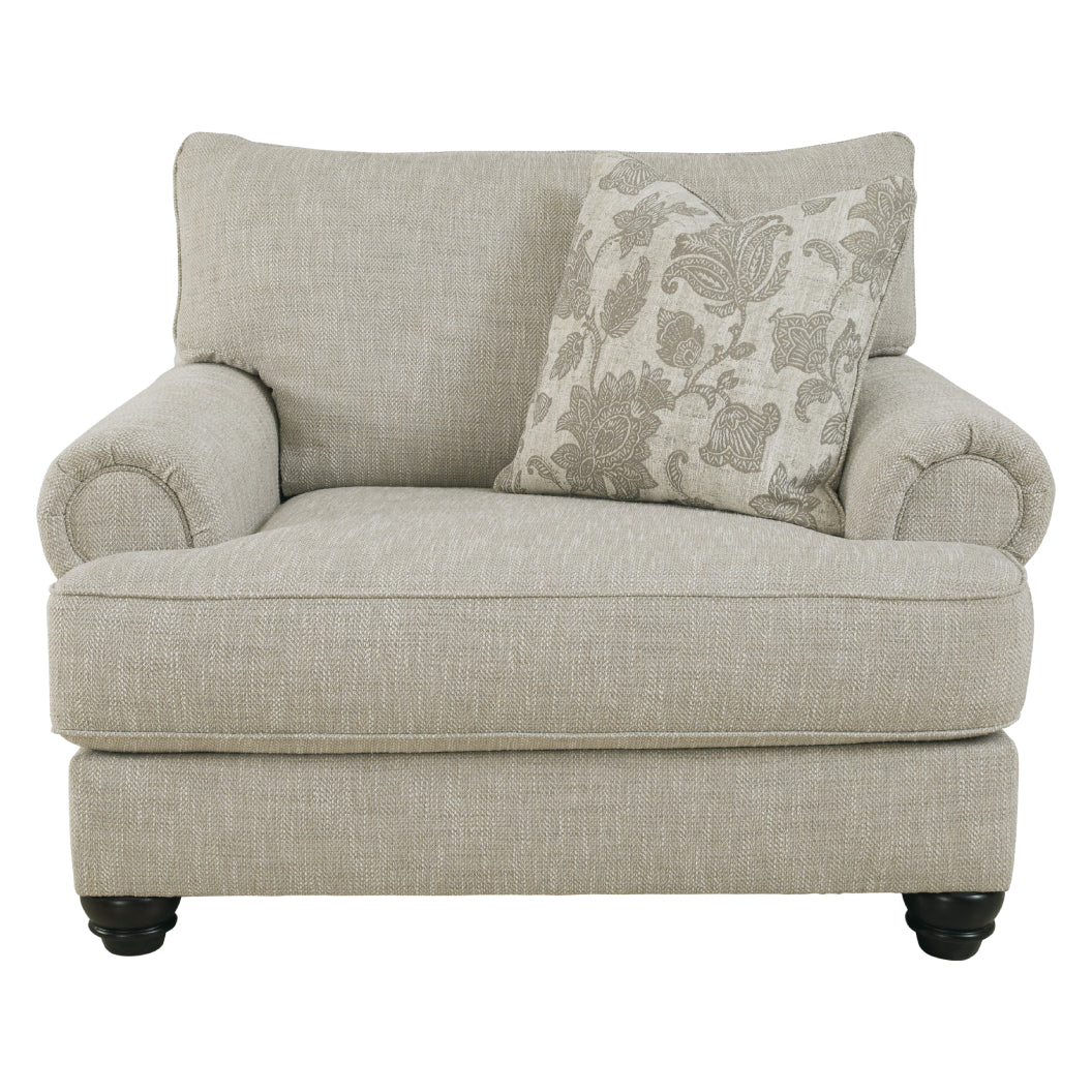 Fauteuil surdimensionné en tissu beige pâle avec coussin - Asanti