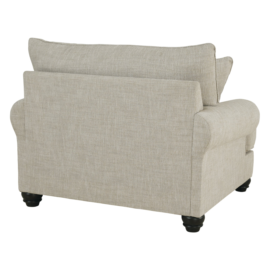 Fauteuil surdimensionné en tissu beige pâle avec coussin - Asanti