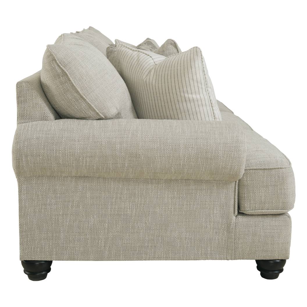 Sofa en tissu beige pâle avec coussins - Asanti