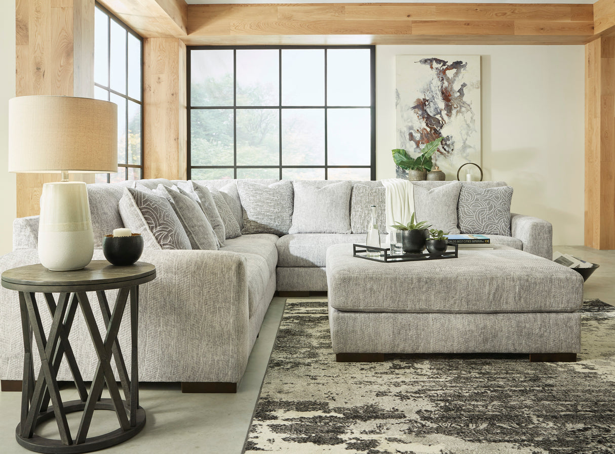 Ottoman surdimensionné en tissu gris étain - Regent Park