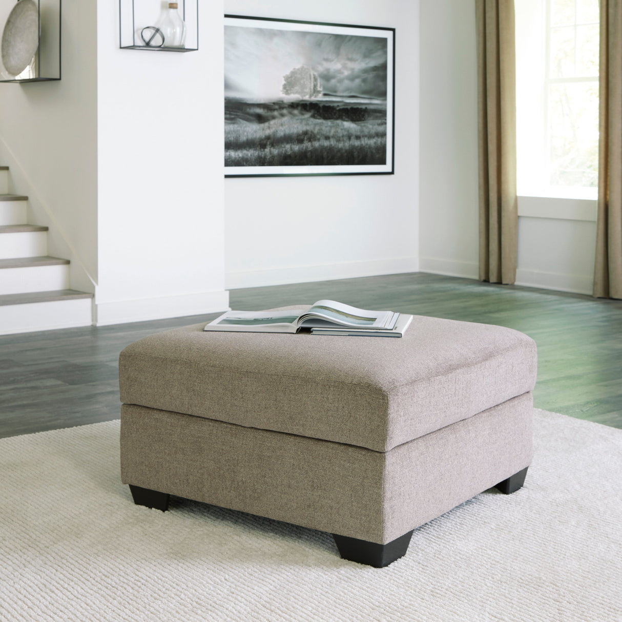 Ottoman en tissu gris avec rangement - Creswell