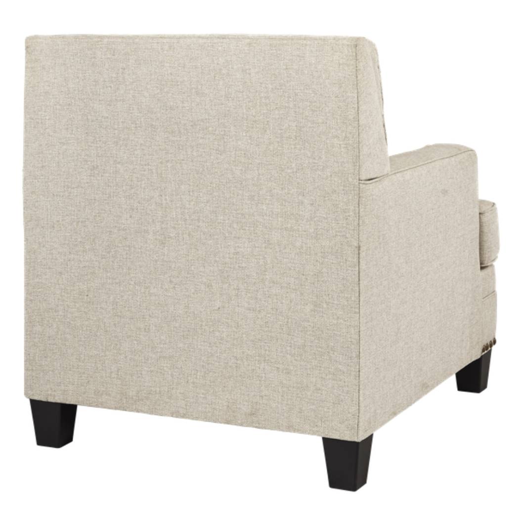 Fauteuil en tissu beige effet lin avec garniture cloutée - Claredon