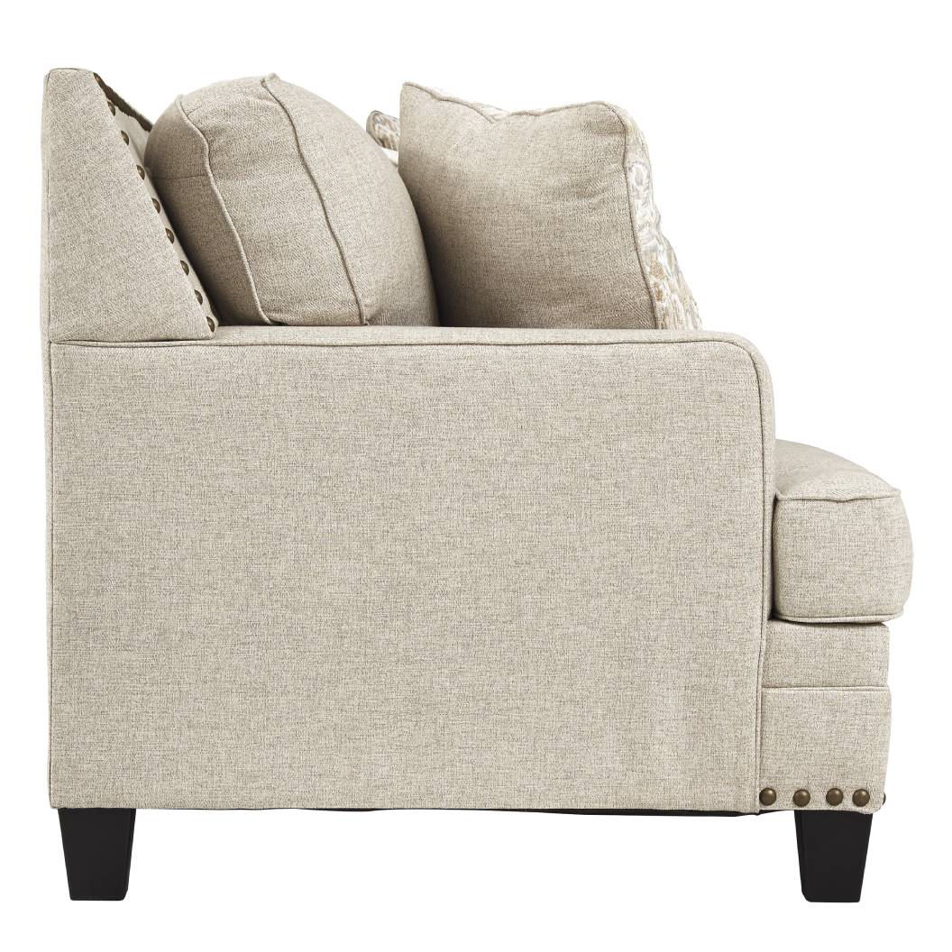 Sofa en tissu beige effet lin avec coussins - Claredon