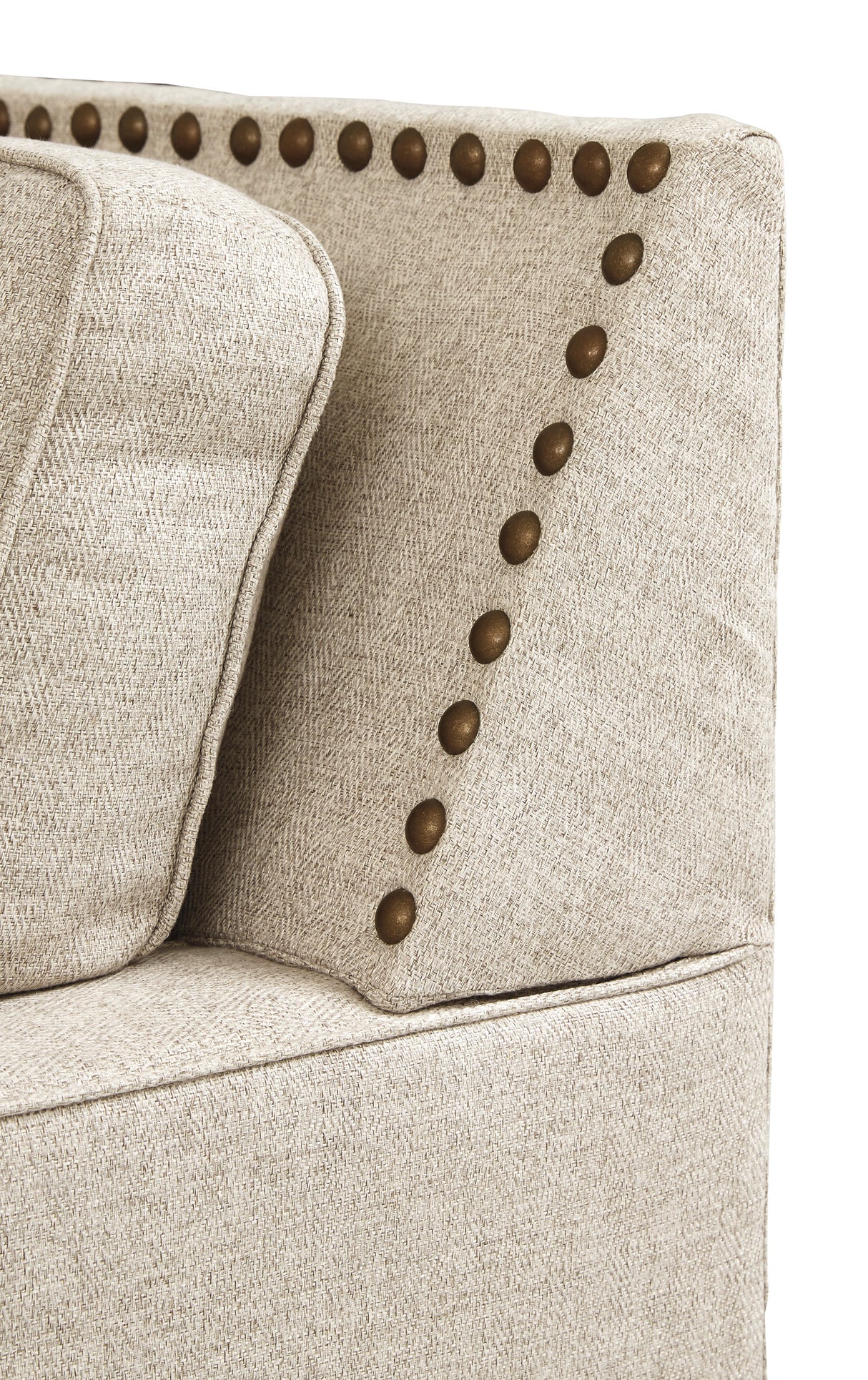 Sofa en tissu beige effet lin avec coussins - Claredon