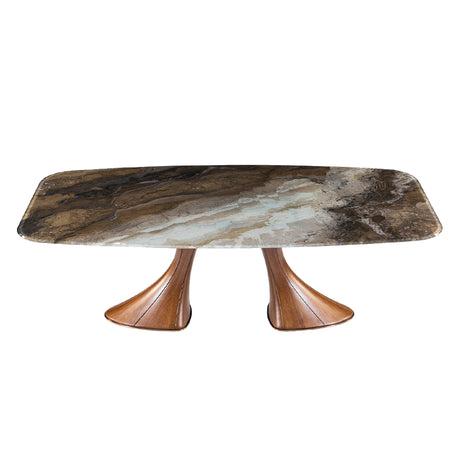 Table de salle à manger rectangulaire avec contour arrondi en verre - Charles