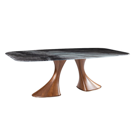 Table de salle à manger rectangulaire avec contour arrondi en verre - Charles