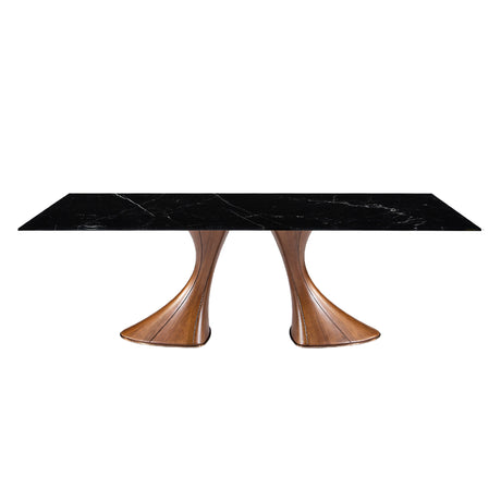 Table de salle à manger rectangulaire en verre noir fossil - Charles