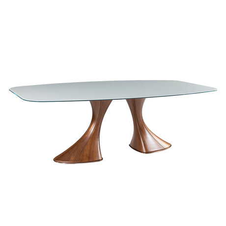 Table de salle à manger rectangulaire avec contour arrondi en verre - Charles