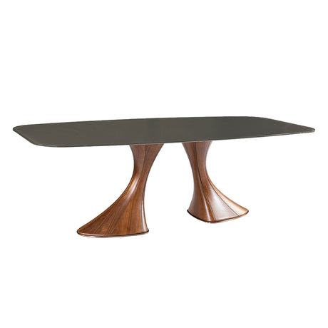 Table de salle à manger rectangulaire avec contour arrondi en verre - Charles