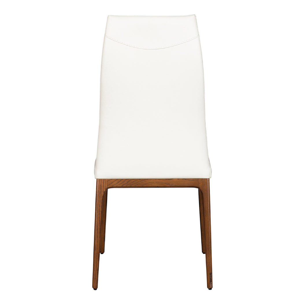 Chaise de salle à manger rembourrée en cuir et bois de chêne teinte noyer - Amy