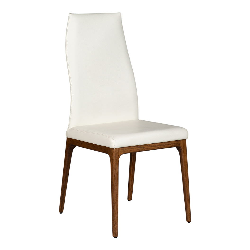 Chaise de salle à manger rembourrée en cuir et bois de chêne teinte noyer - Amy