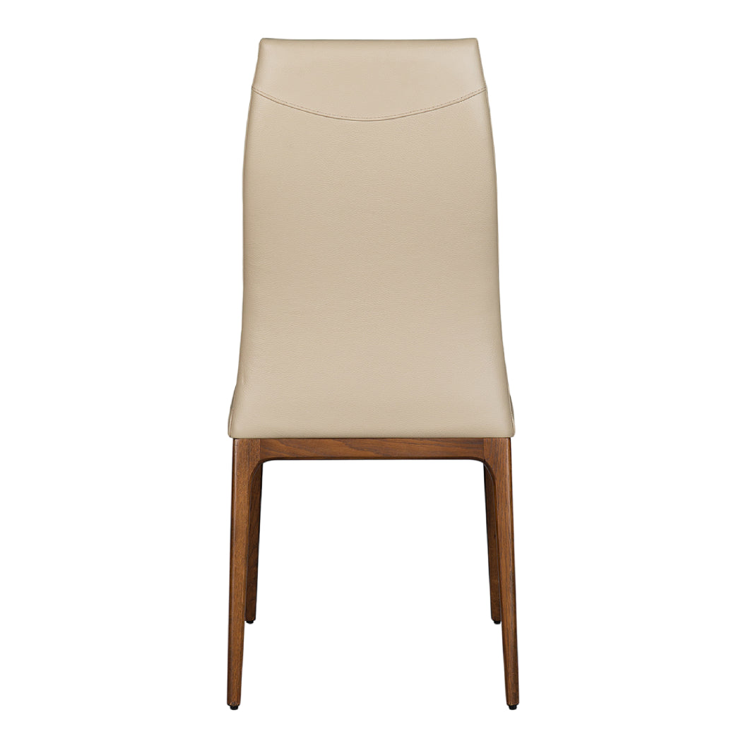 Chaise de salle à manger rembourrée en cuir et bois de chêne teinte noyer - Amy