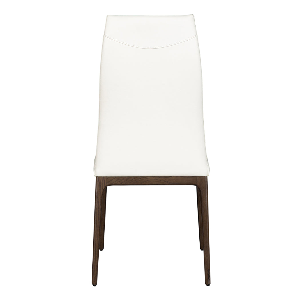 Chaise de salle à manger rembourrée en cuir et bois de chêne teinte espresso - Amy