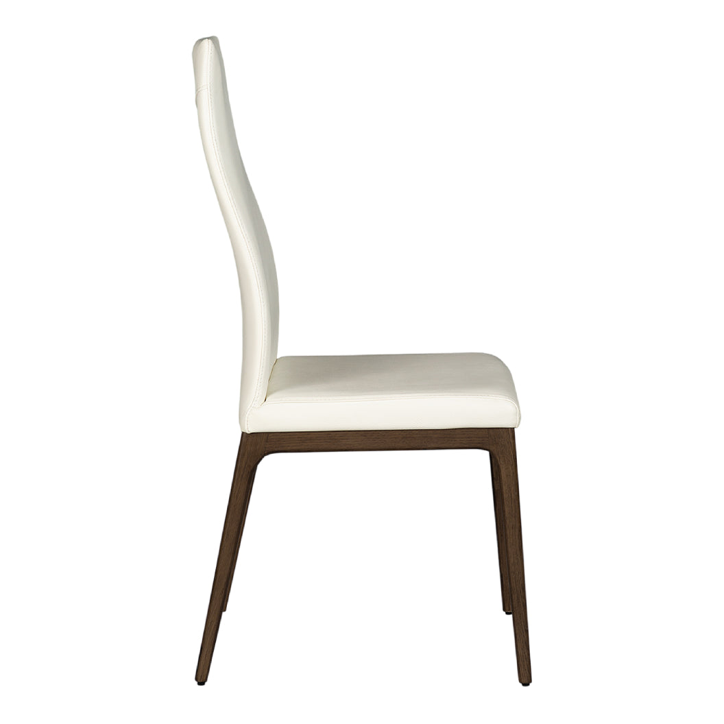 Chaise de salle à manger rembourrée en cuir et bois de chêne teinte espresso - Amy