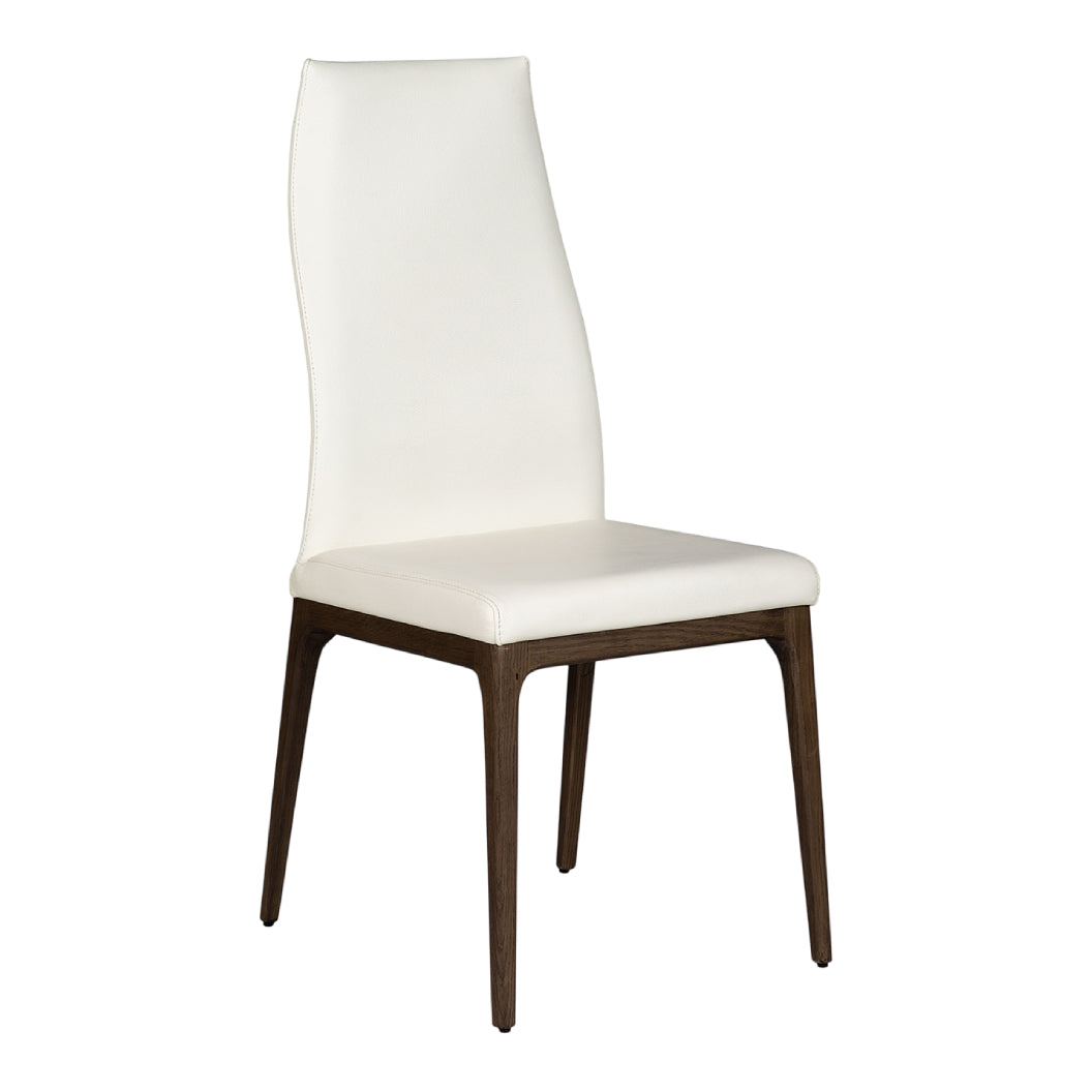 Chaise de salle à manger rembourrée en cuir et bois de chêne teinte espresso - Amy