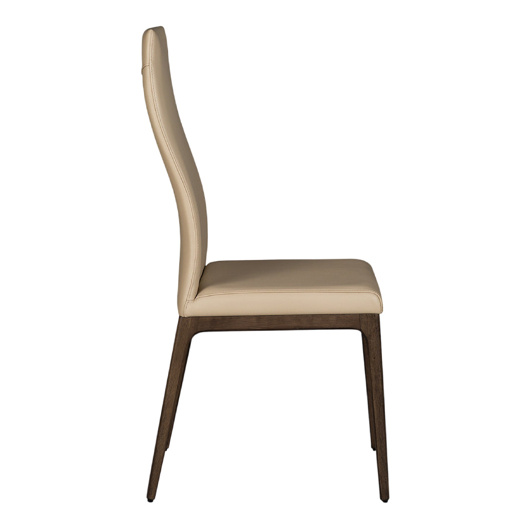 Chaise de salle à manger rembourrée en cuir et bois de chêne teinte espresso - Amy