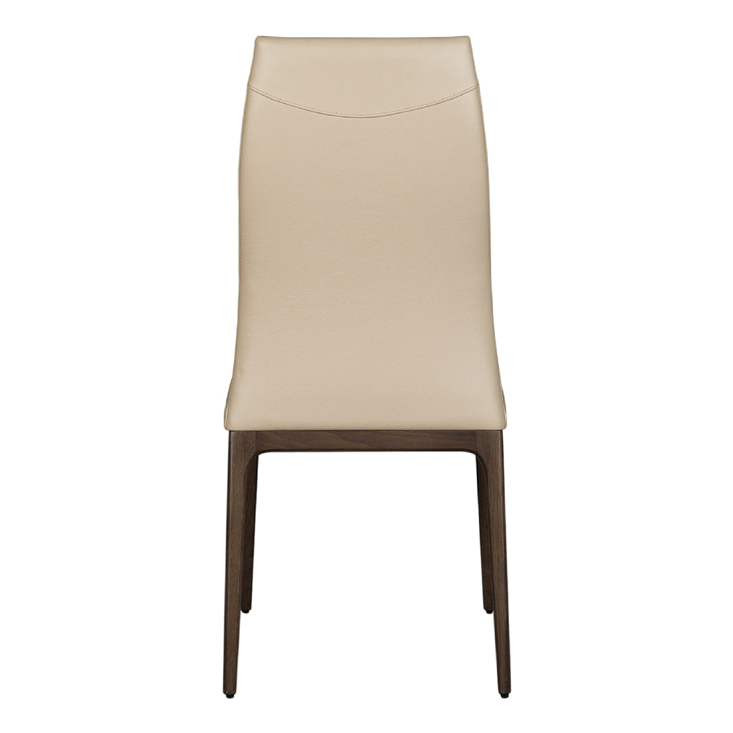 Chaise de salle à manger rembourrée en cuir et bois de chêne teinte espresso - Amy