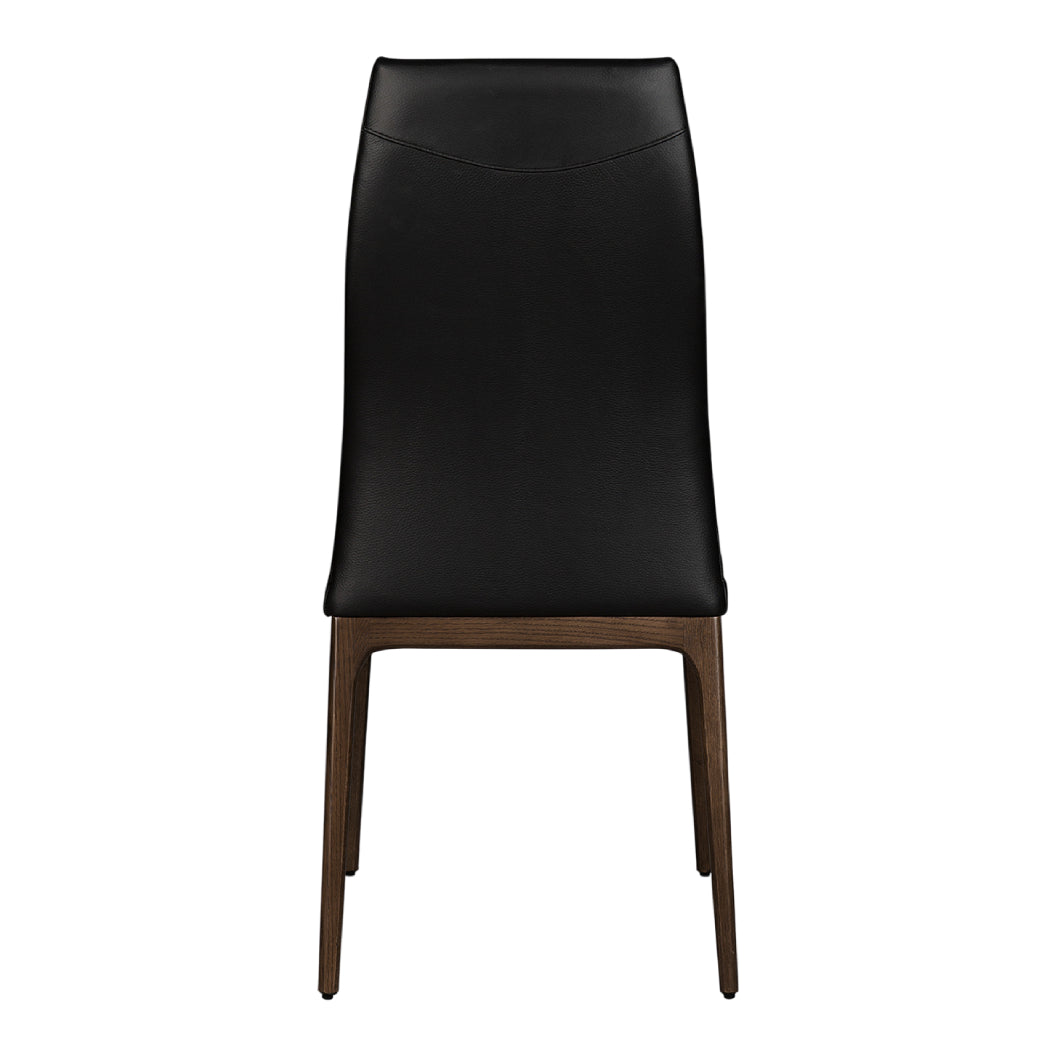 Chaise de salle à manger rembourrée en cuir et bois de chêne teinte espresso - Amy