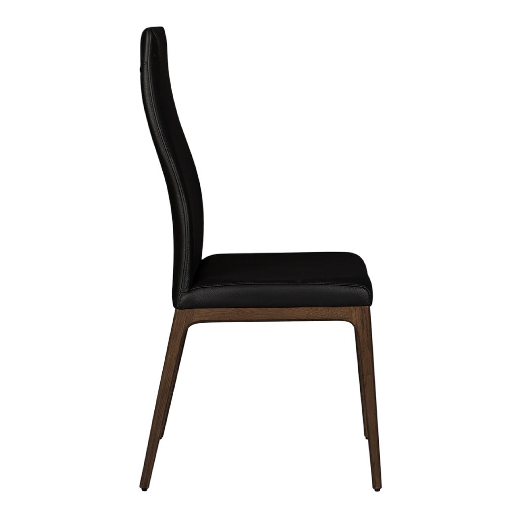 Chaise de salle à manger rembourrée en cuir et bois de chêne teinte espresso - Amy