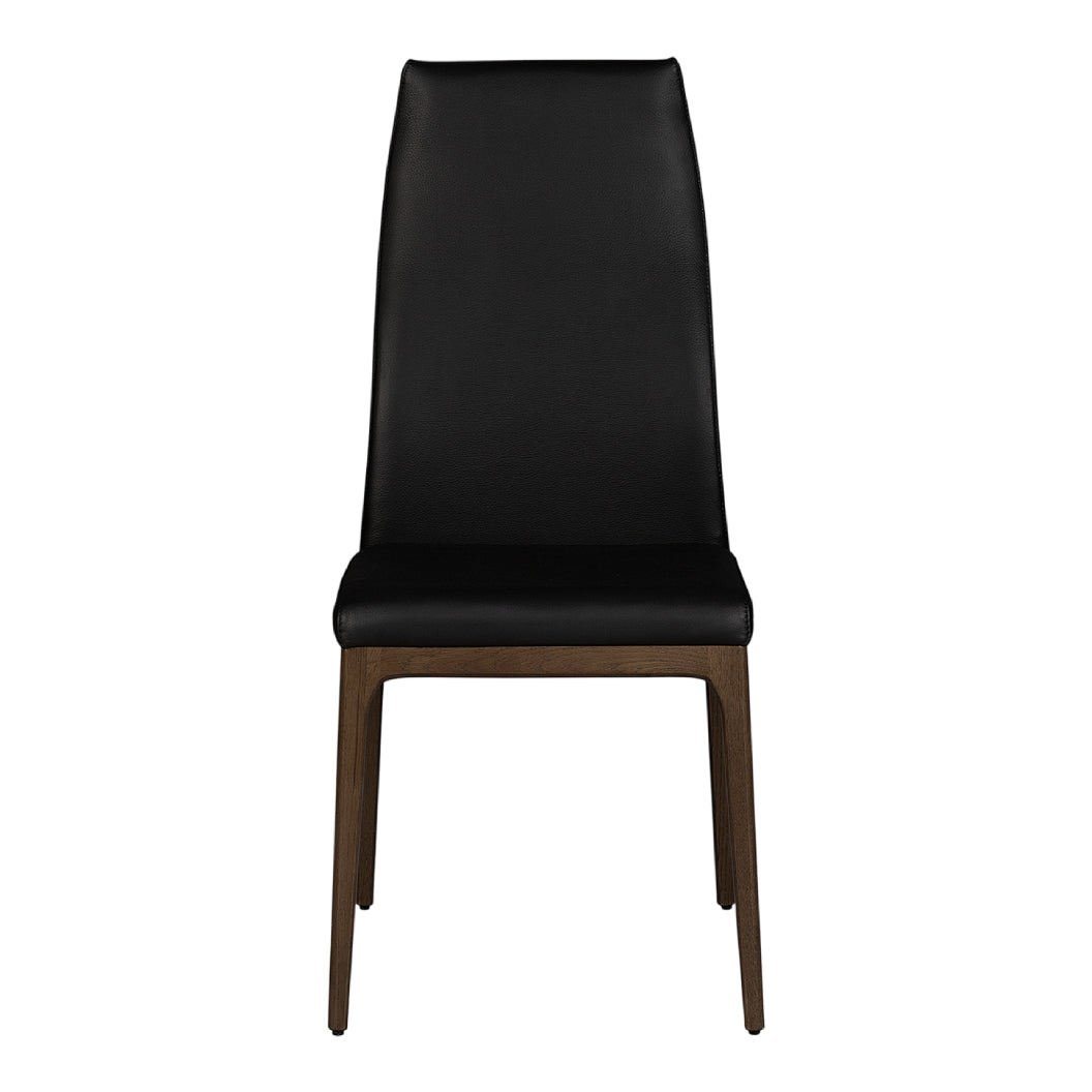 Chaise de salle à manger rembourrée en cuir et bois de chêne teinte espresso - Amy