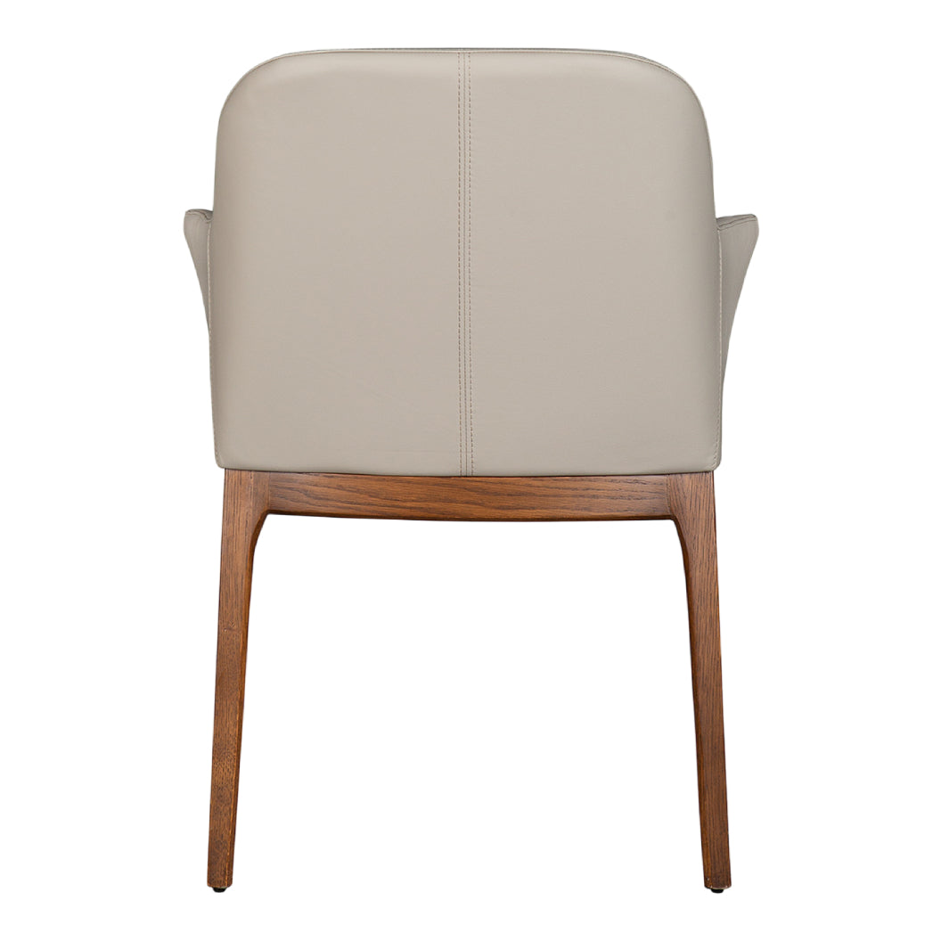 Chaise de salle à manger rembourrée en cuir et bois de chêne teinte noyer - Ann