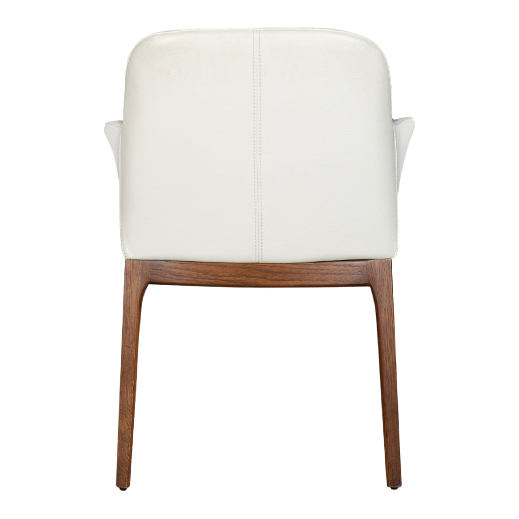 Chaise de salle à manger rembourrée en cuir et bois de chêne teinte noyer - Ann