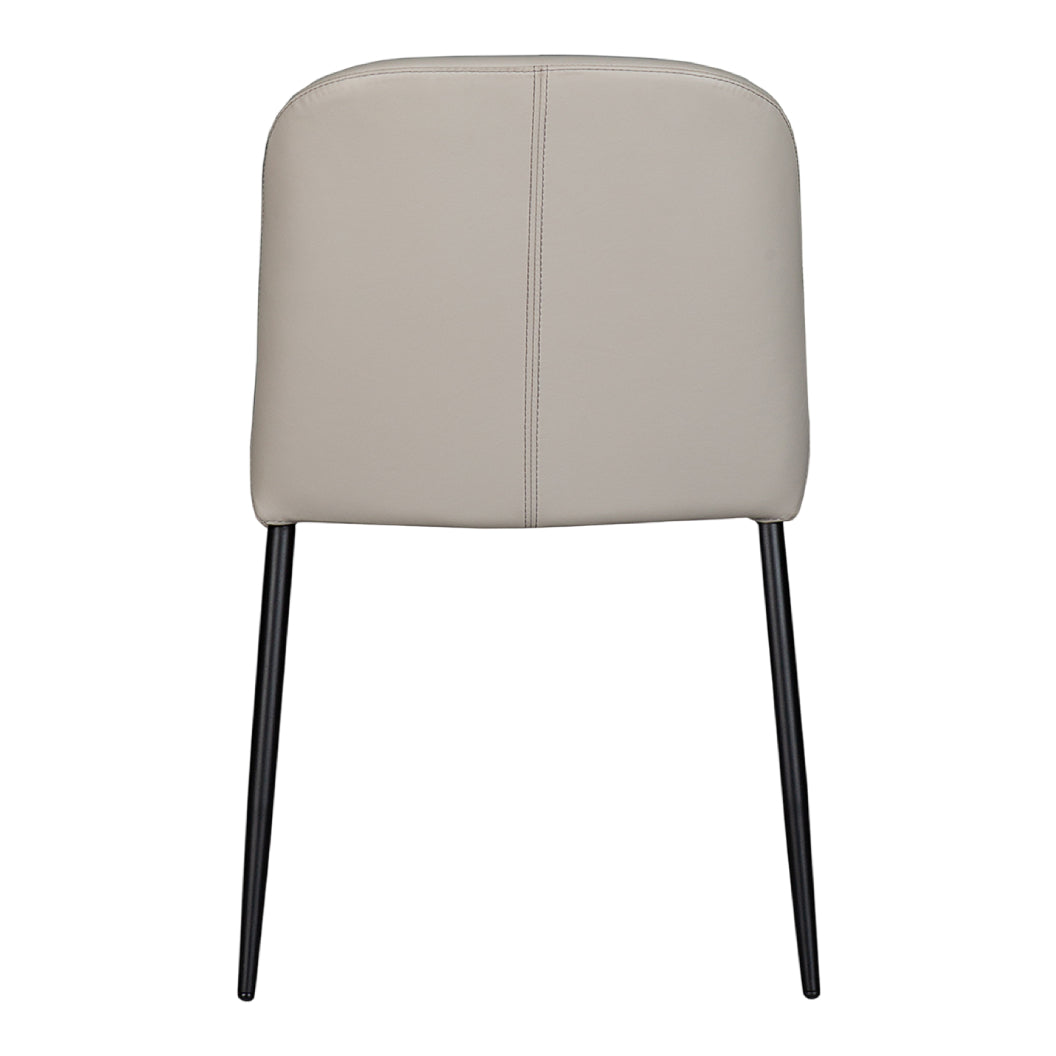 Chaise de salle à manger rembourrée en cuir gris pâle - Julia