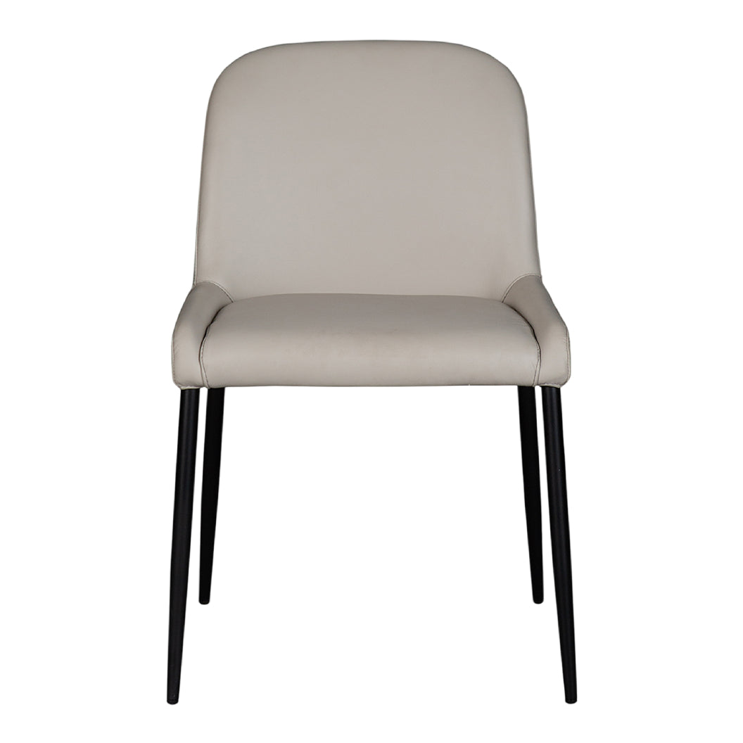 Chaise de salle à manger rembourrée en cuir gris pâle - Julia