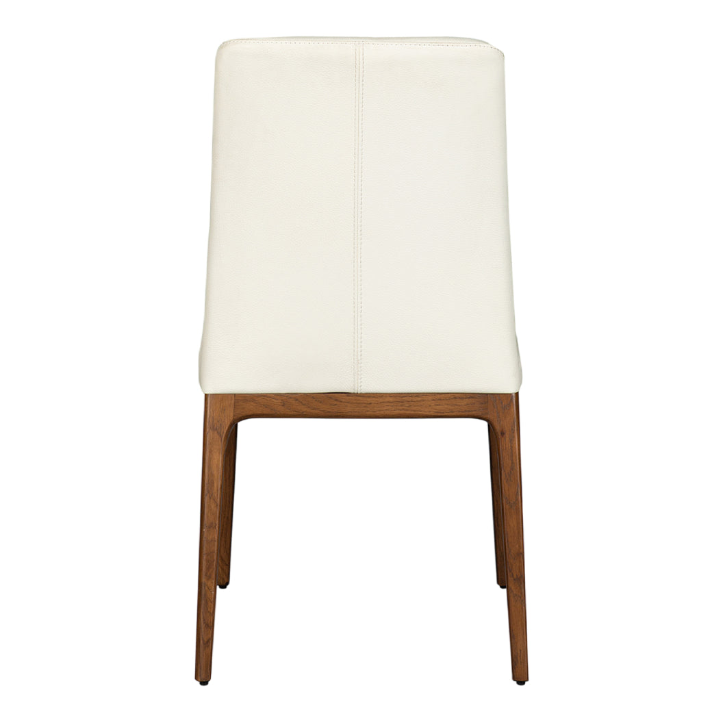 Chaise de salle à manger rembourrée en cuir et bois de chêne teint noyer - Lucia