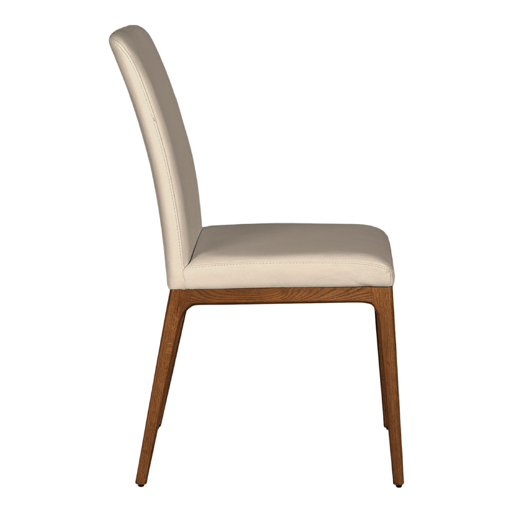 Chaise de salle à manger rembourrée en cuir et bois de chêne teint noyer - Lucia