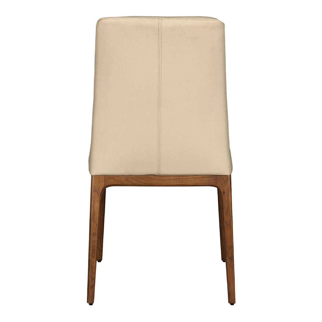 Chaise de salle à manger rembourrée en cuir et bois de chêne teint noyer - Lucia