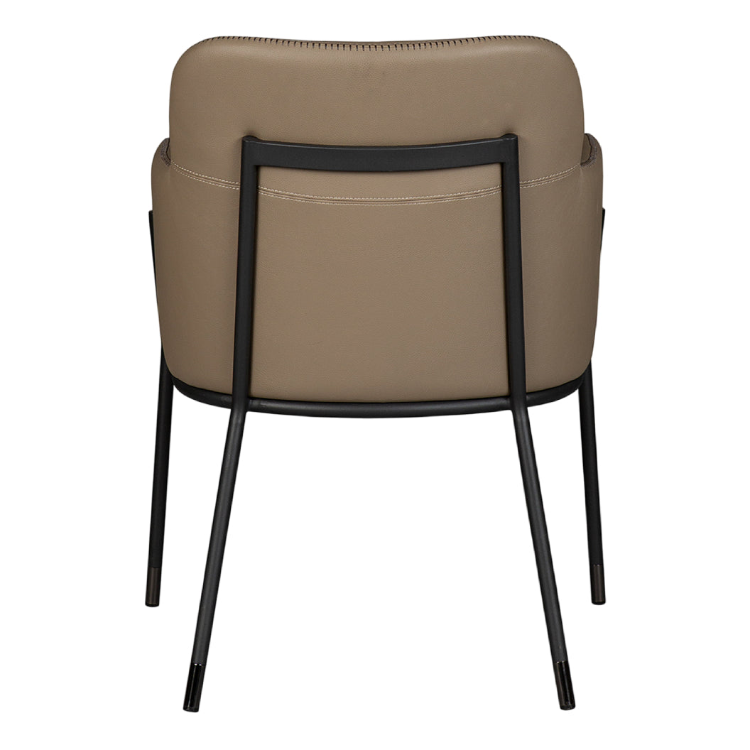 Chaise de salle à manger rembourrée aspect cuir et métal noir - Teresa