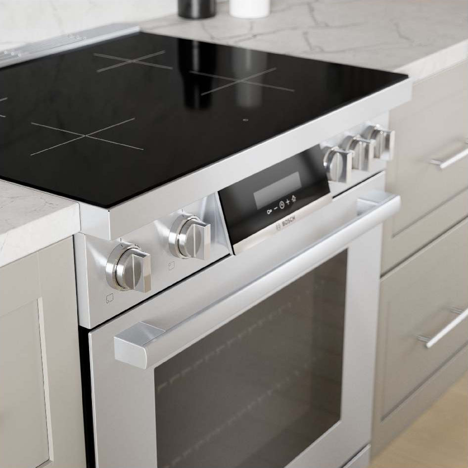 Cuisinière à induction encastrable 30 po, 3,9 pi³ Inox avec Convection Multi-Rack et QuietClose - Série 800