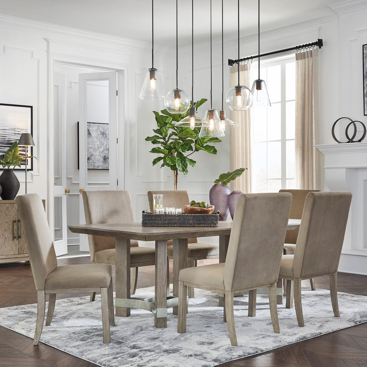Ensemble de 2 chaises de salle à manger rembourrées en tissu brun clair - Chrestner