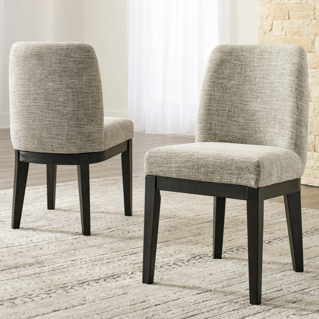 Ensemble de 2 chaises de salle à manger rembourrées en tissu beige - Burkhaus