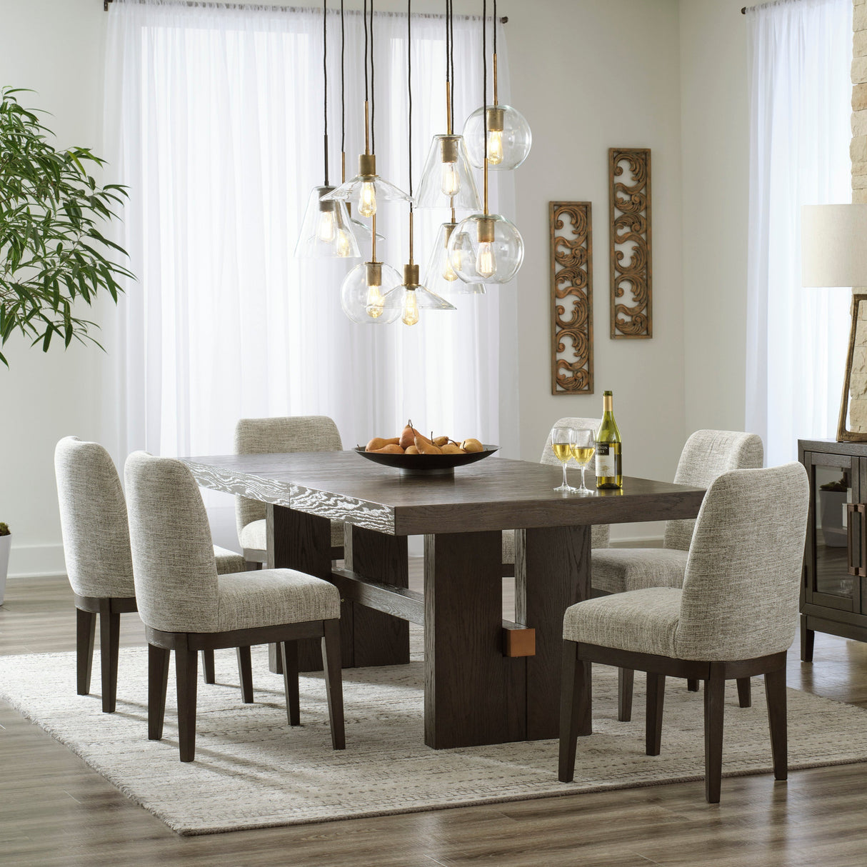 Ensemble de 2 chaises de salle à manger rembourrées en tissu beige - Burkhaus