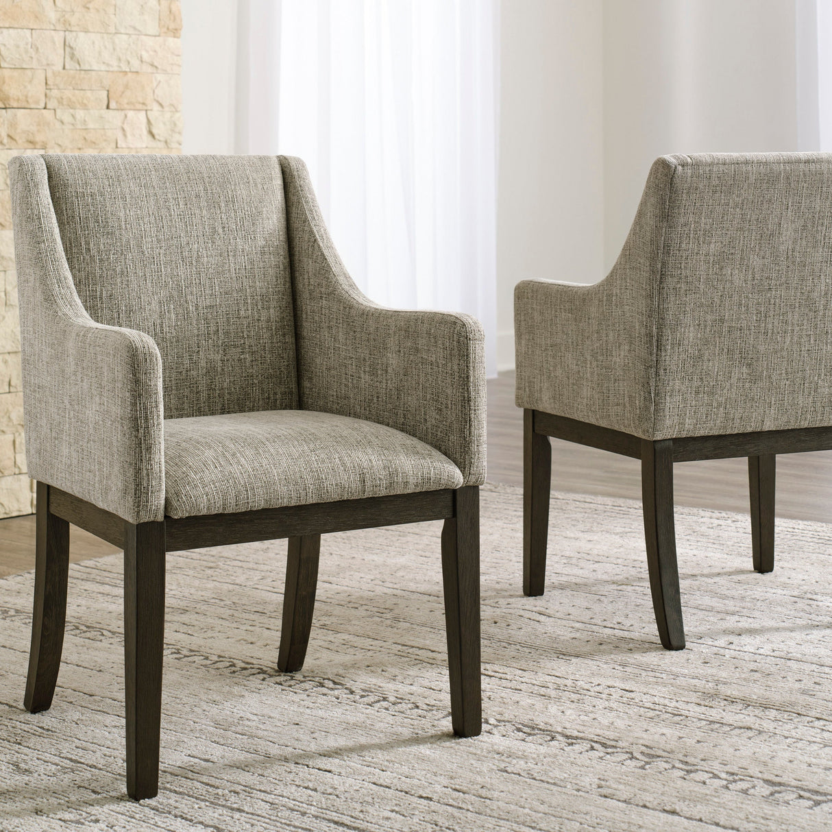 Ensemble de 2 chaises de salle à manger rembourrées en tissu beige - Burkhaus