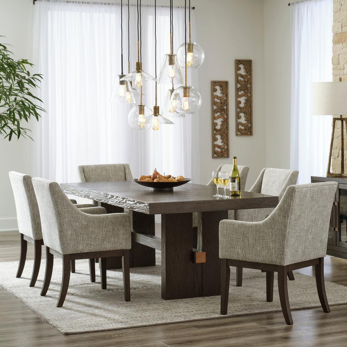 Ensemble de 2 chaises de salle à manger rembourrées en tissu beige - Burkhaus