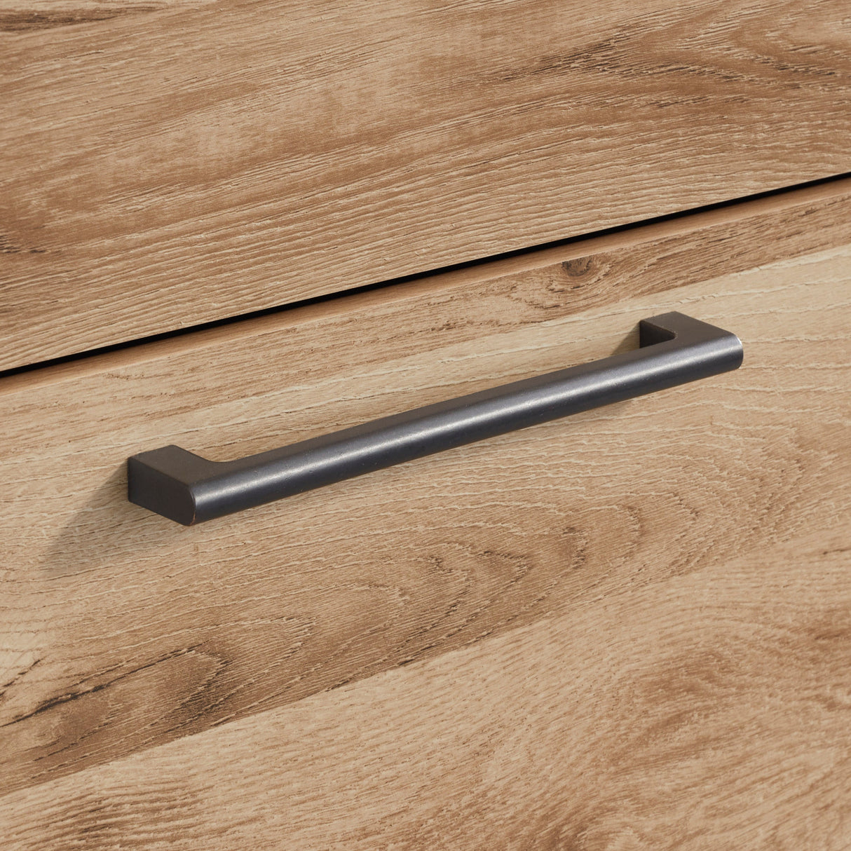 Bureau à 6 tiroirs en bois et placage brun clair - Hyanna