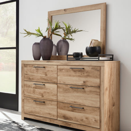 Miroir de bureau en bois et placage brun clair - Hyanna