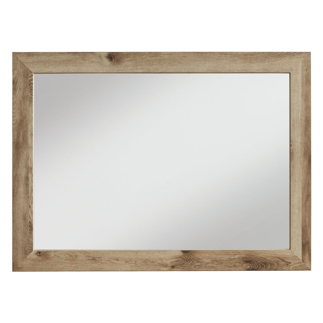 Miroir de bureau en bois et placage brun clair - Hyanna