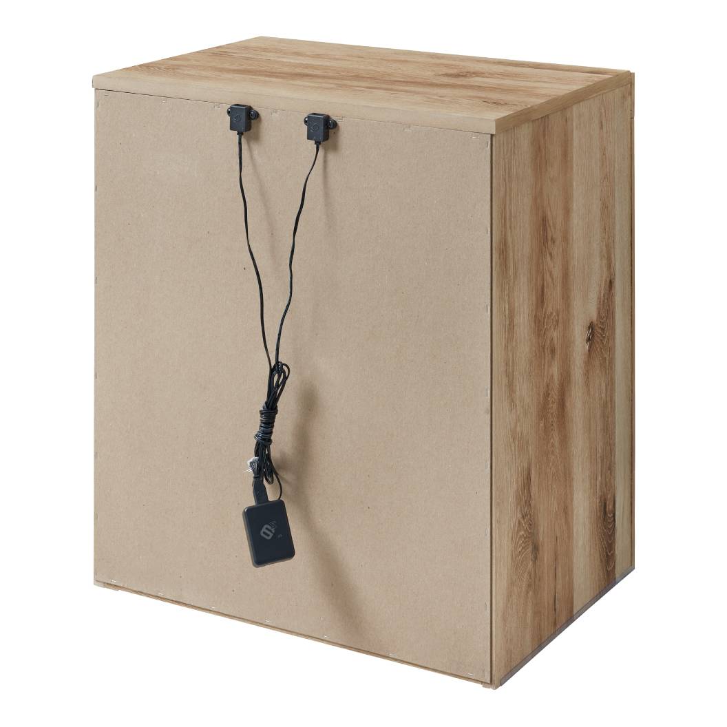 Table de chevet à 2 tiroirs en bois et placage brun clair - Hyanna