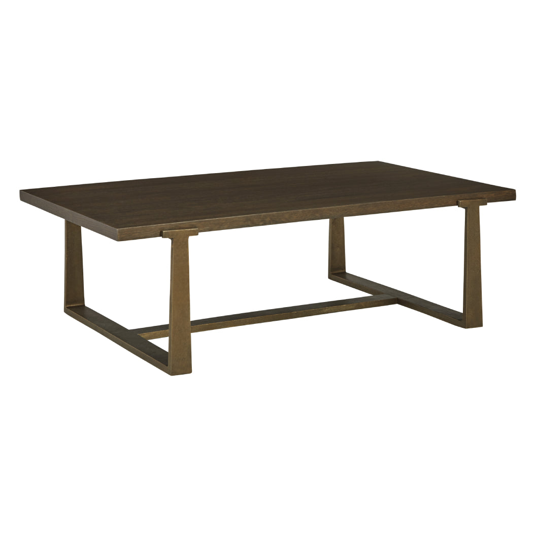 Table basse en placage de bois brun foncé et aluminium - Balintmore