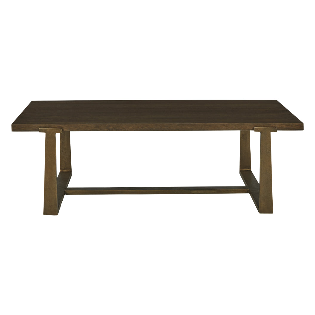 Table basse en placage de bois brun foncé et aluminium - Balintmore