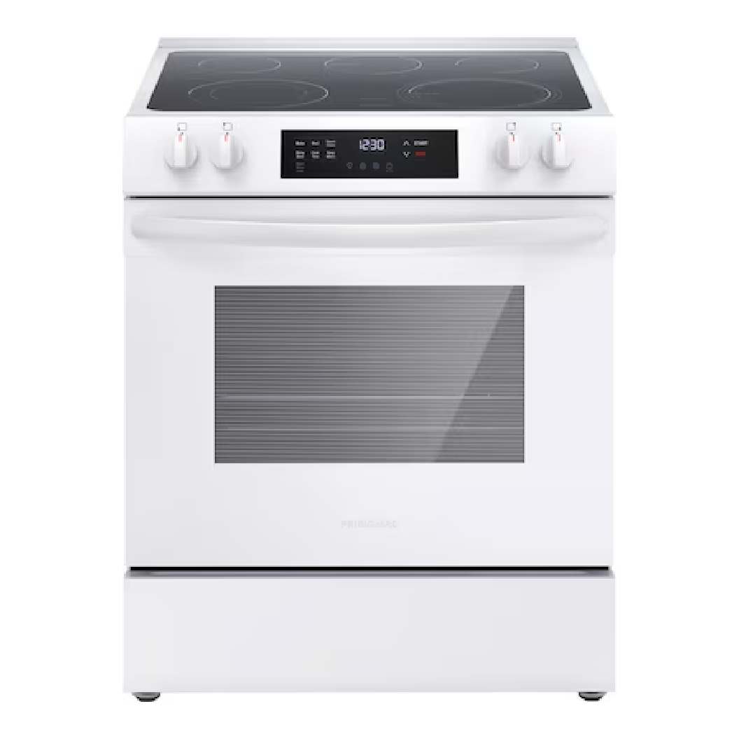 Cuisinière électrique à commandes frontales 30 po. 5,3 pi³ Blanc avec 5 éléments
