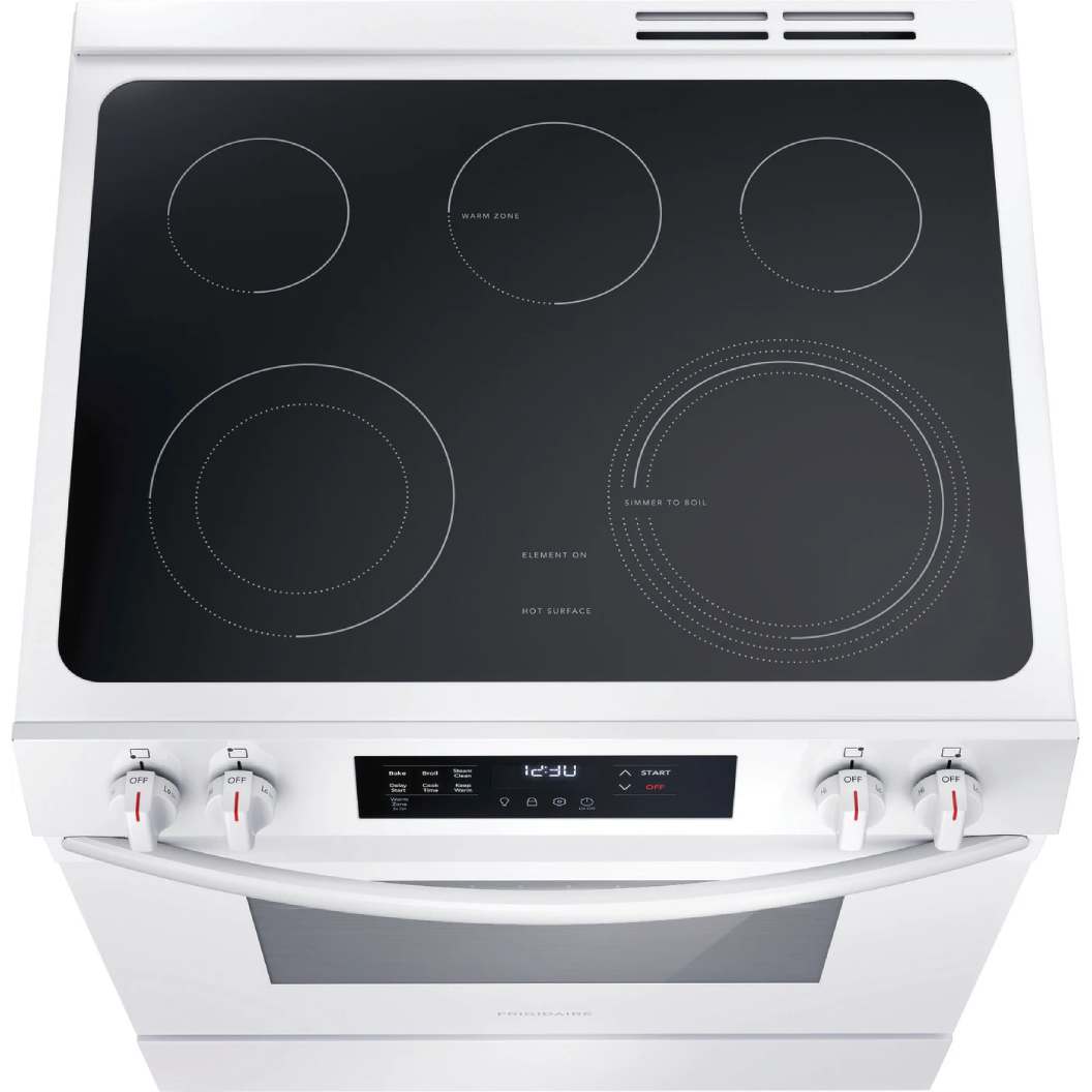 Cuisinière électrique à commandes frontales 30 po. 5,3 pi³ Blanc avec 5 éléments