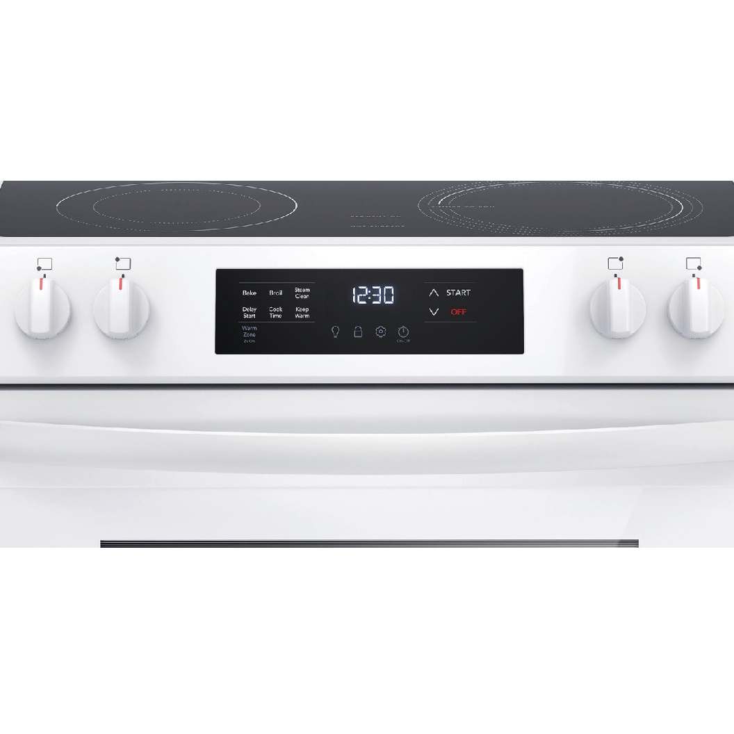 Cuisinière électrique à commandes frontales 30 po. 5,3 pi³ Blanc avec 5 éléments