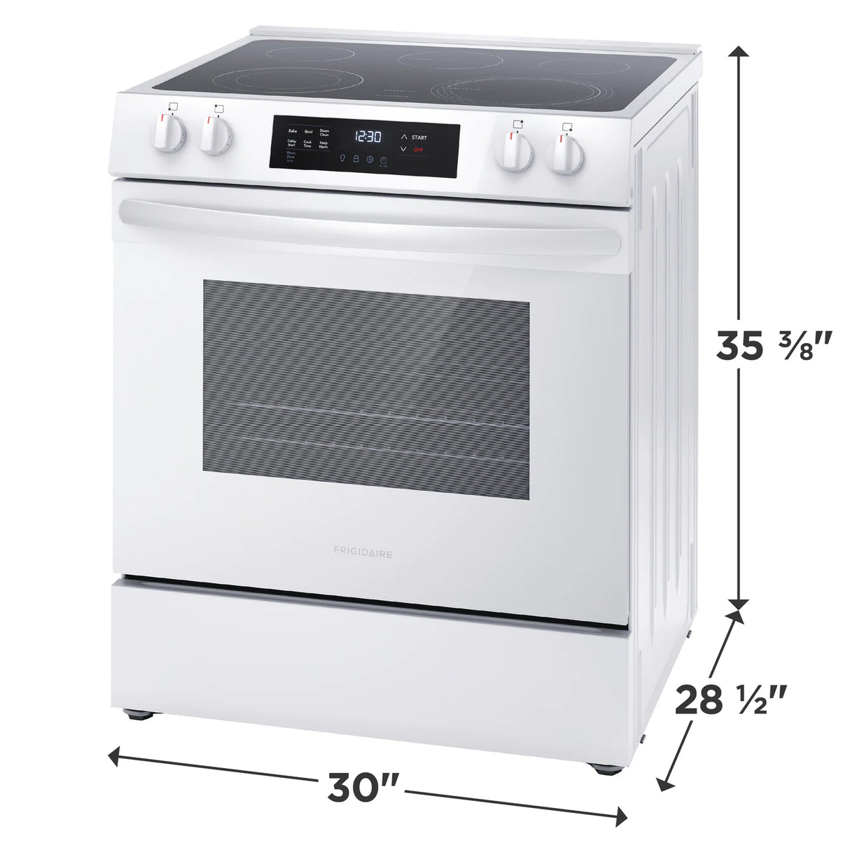 Cuisinière électrique à commandes frontales 30 po. 5,3 pi³ Blanc avec 5 éléments